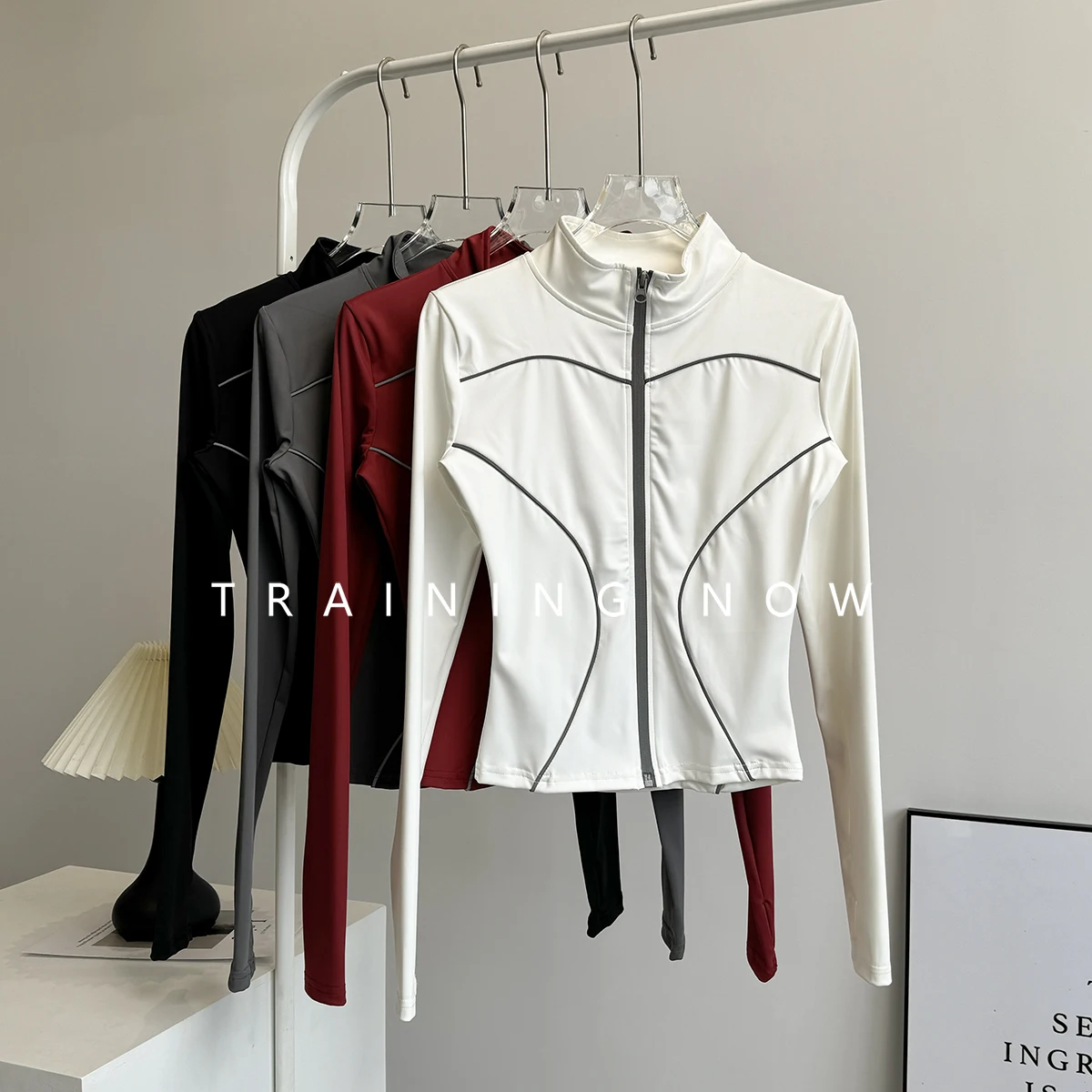 

Yoga suit top autumn and winter slim casual sports jacket internet celebrity reflective quick dry breathable yoga suit long