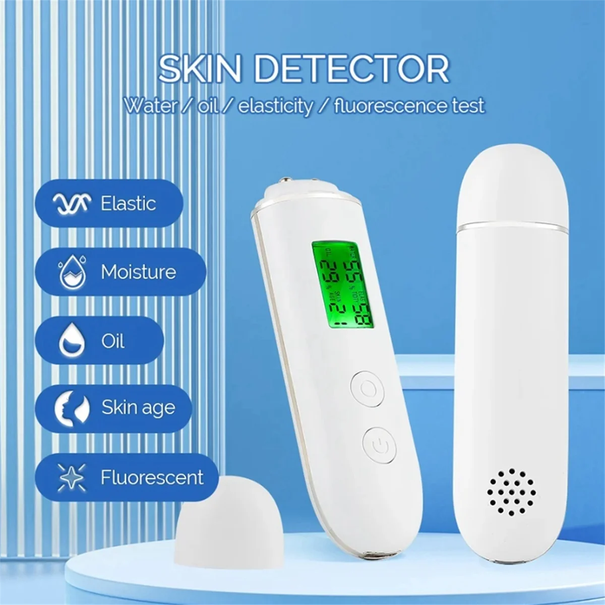 

Skin Moisture Tester Smart Water and Oil Tester LCD Display Skin Moisture Meter Fluorescent Agent Detector