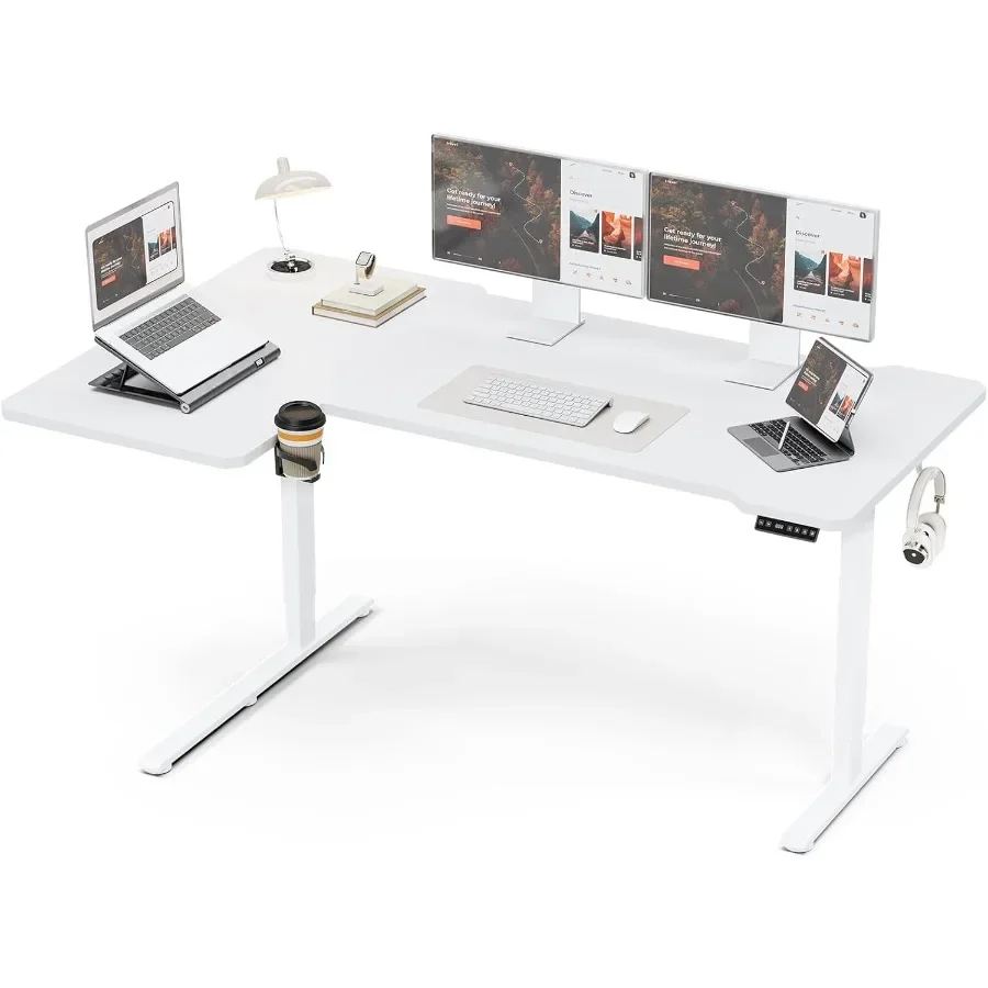 71 مكتب قائم كهربائي على شكل حرف L قابل للعكس مع ارتفاع قابل للتعديل للألعاب والمكتب المنزلي يستخدم جهاز كمبيوتر زاوية SitStand #1