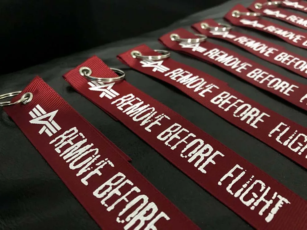 Red Ribbon Remove Before Flight Sleeve Decor For Alpha MA1 MA-1 Jacket