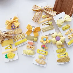 Yellow Series Cute Bowknot Princess Hairpins Children Girls Kids BB Hair Clips Barrettes Accessories Hairclip Headwear Headdress