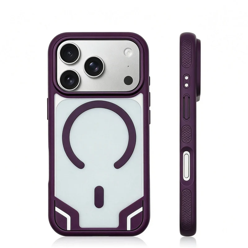 For Magsafe Matte Translucent Mecha Armor Magnetic Case For iPhone 18Pro 17Pro 18Pro Max Hybrid Shockproof Hard Protective Cover