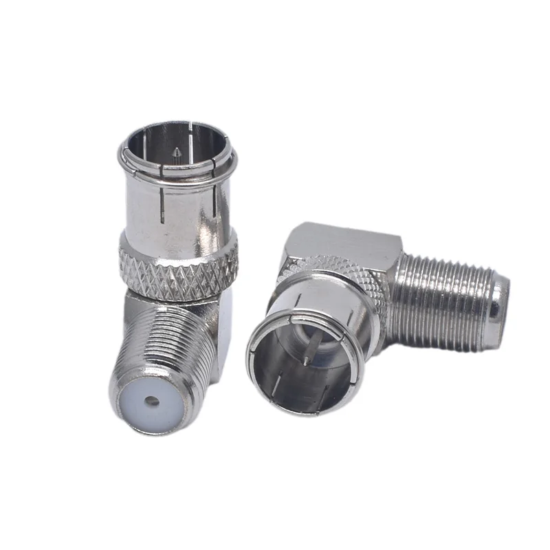 5PCS F Plug Male Quick to F Female Right angle Socket Cable SAT TV Adapter TVs Coaxial Antenna Amplifier Connector Accessories