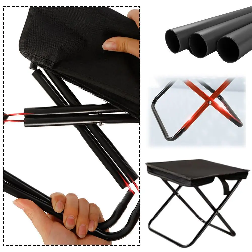 Outdoor Hand-Push Portable Folding Mini Chair Bag Camping Picnic Fishing Stool Carbon Steel Super Load-Bearing Travel Artifact