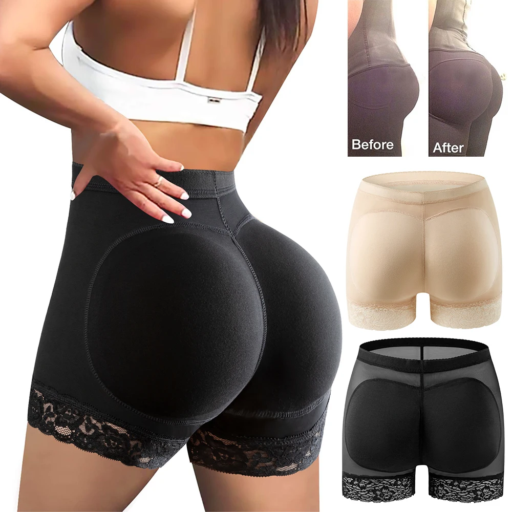 

Womens Butt Lifter Shapewear Padded Lace Panties Seamless Hip Enhancer Body Shaper Boyshort Underwear Booty Lifting Shorts