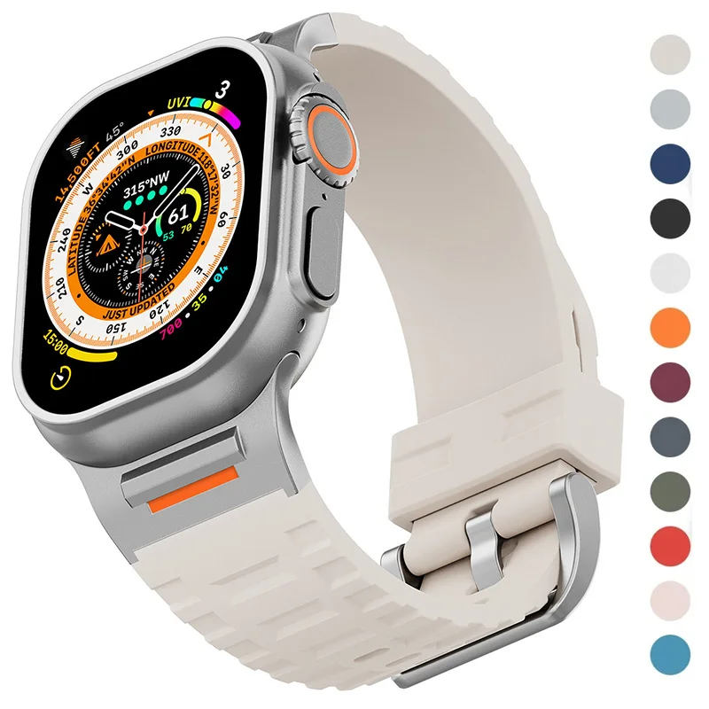 

Sport Strap for Apple Watch Band S10 46mm 45mm 44mm Ultra 2 49mm Soft Silicone Bracelet for IWatch Series 10 9 8 7 6 5 4 Correa
