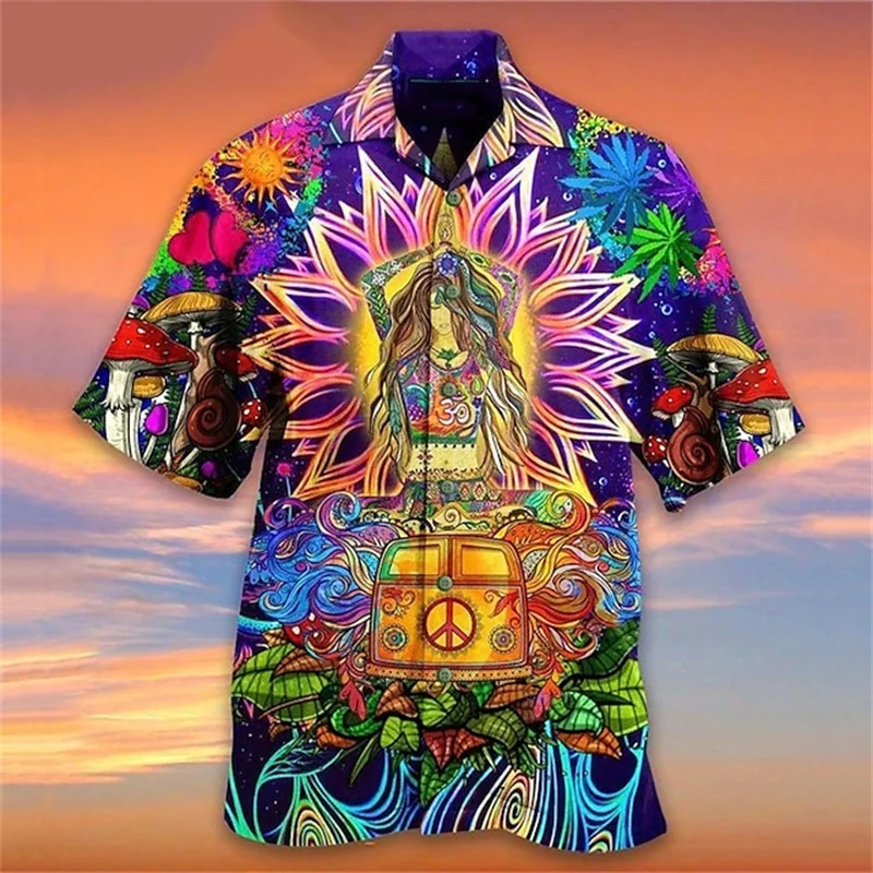 Vintage 3D Men\'s Shirt Hawaiian Casual Wear Beach Vacation Loose fitting Men\'s Top 2023 Cartoon Pattern Outdoor Short Sleeve