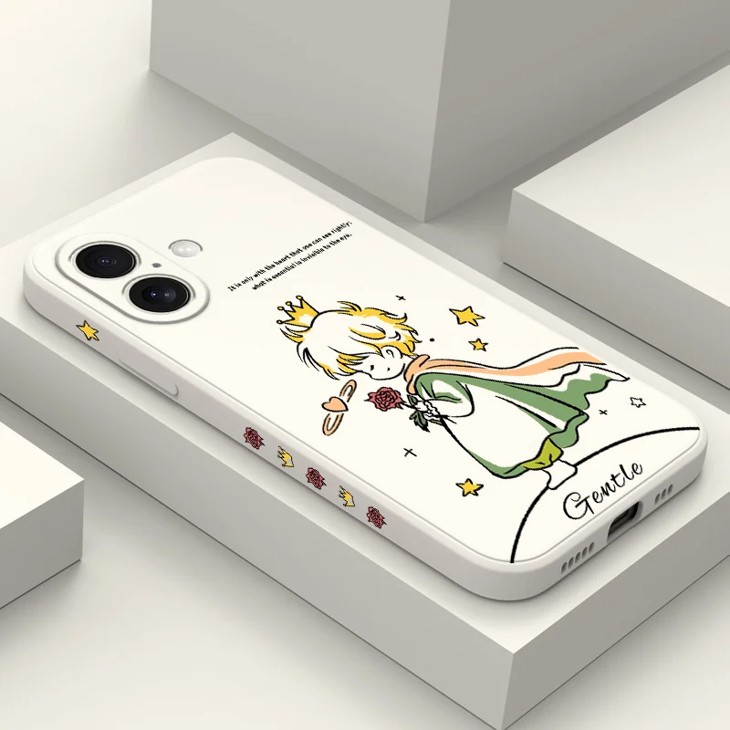 

Little Rose Prince Phone Case For iPhone 16 16e 15 14 13 12 11 X XR XS Plus Pro Max Mini Silicone Cover