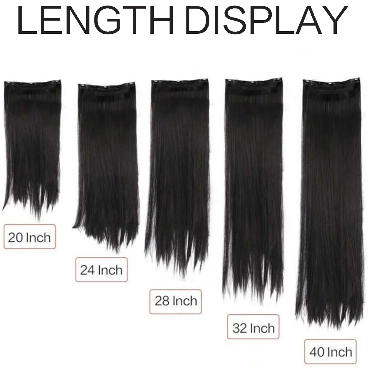 JINKAILI Synthetic 20-40 Inch Extra Long Straight Hair Extension 5 Clips Black Blonde Brown High Temperature Fake Hairpiece