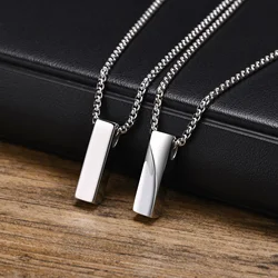 Men's Geometric Bar Pendant Necklace Stainless steel Mobius Simplicity Fashion Minimalism Neckchain Collar Gift Jewelry for Male