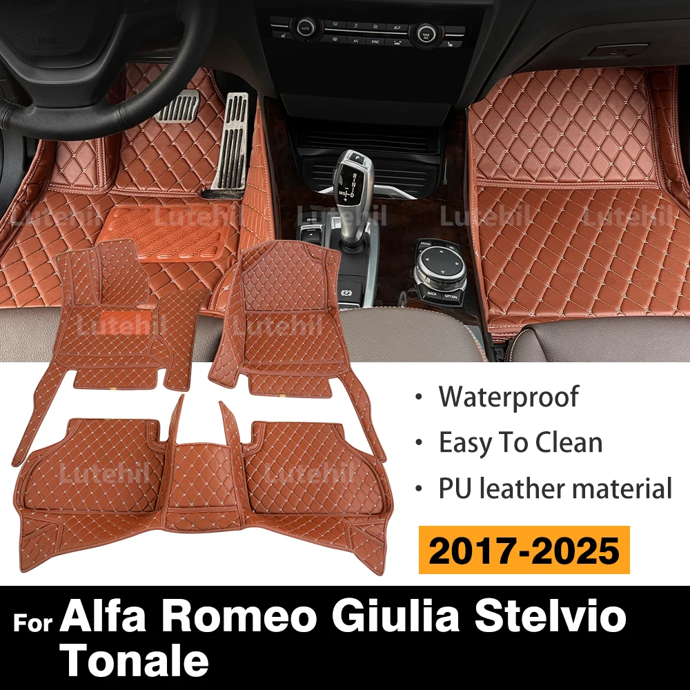 

For Alfa Romeo Giulia Stelvio Tonale 2017-2025 Custom Car Floor Mats Automobile Carpet Cover Interior Details Accessories