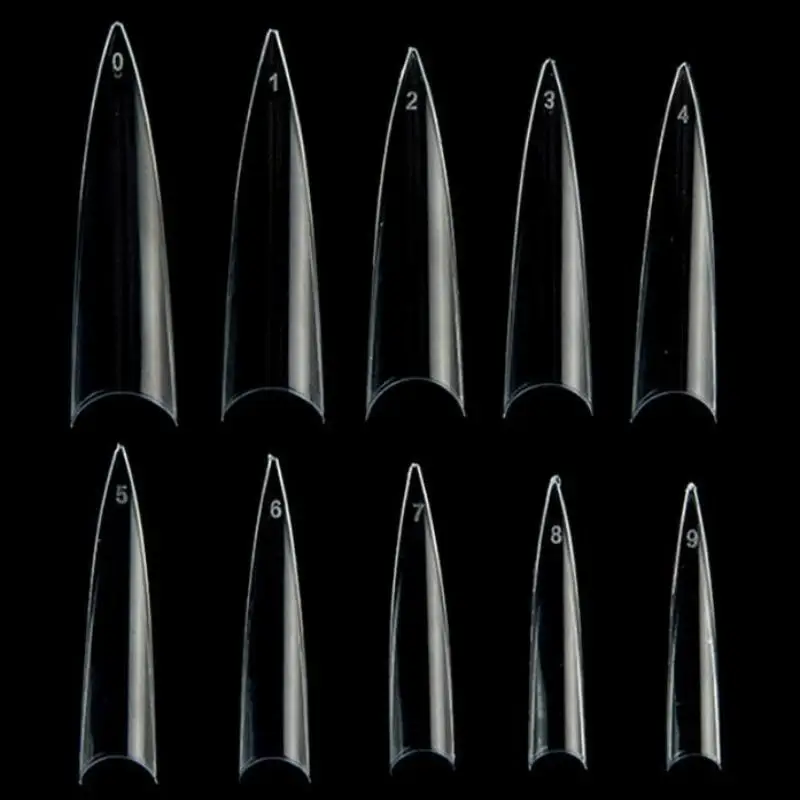 600個入り スティレット型 つけ爪 アクリルネイル フレンチ ハーフカバー ジェルチップ フェイクチップ マニキュア用品 DIY エクステンションツール