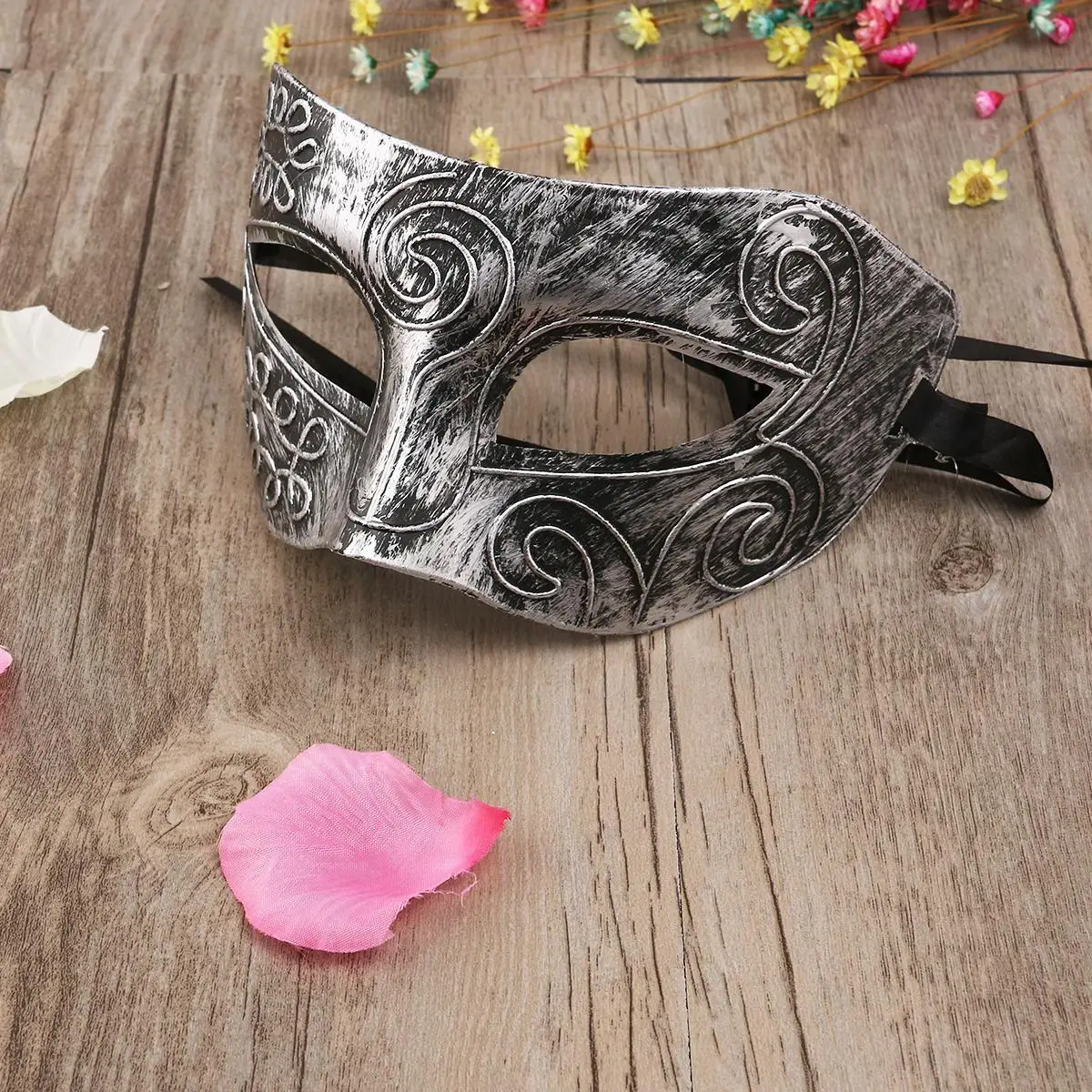 s Greek Fighter Masquerade Mask for Men Silver Greek Mask PVC 18x9cm Fancy Dress Halloween Party Accessories