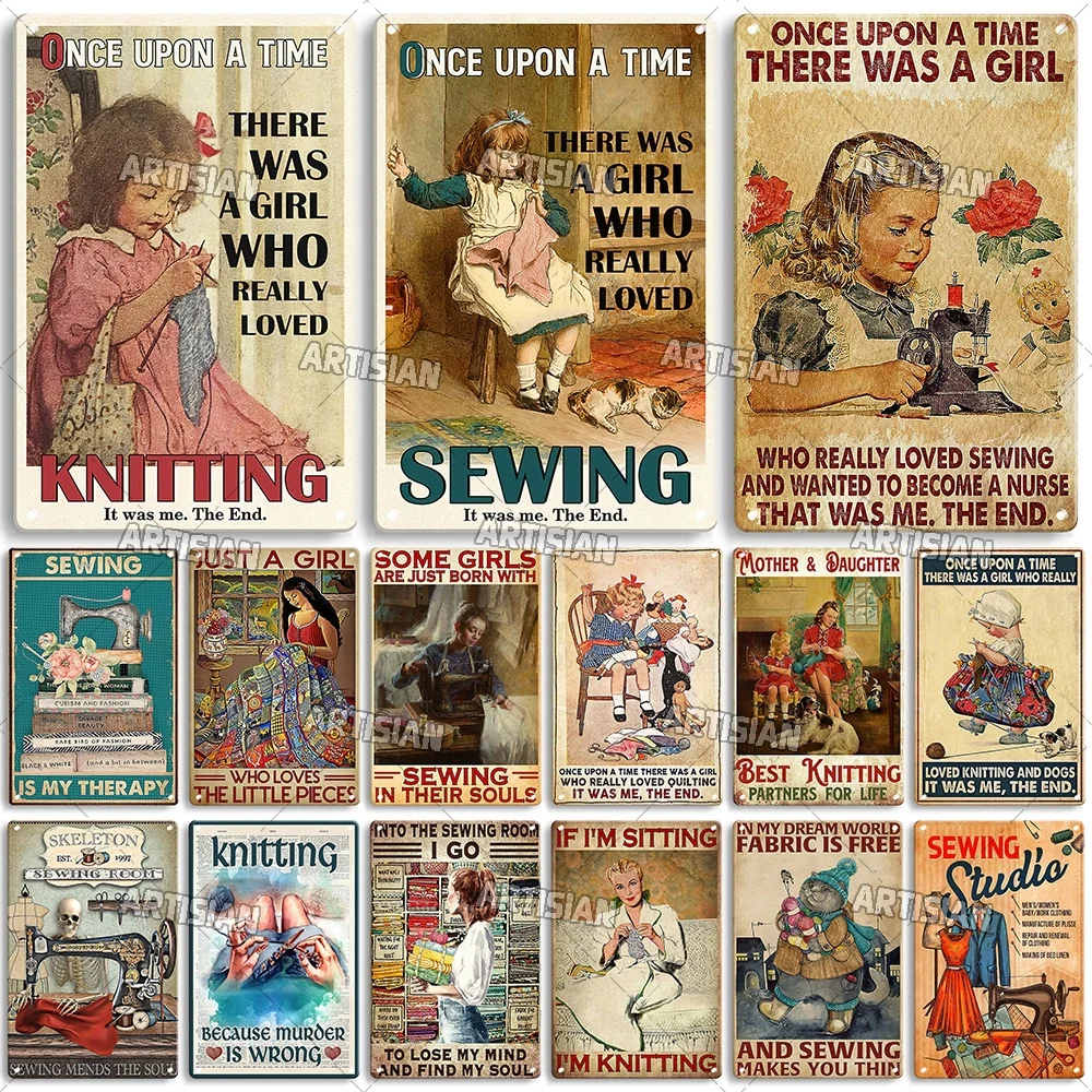 Artisian Knitting Metal Plaque Sewing Tin Plate Quilting Decorative Poster Wall Decor Garage Bar Pub Club Hotel Kitchen Home