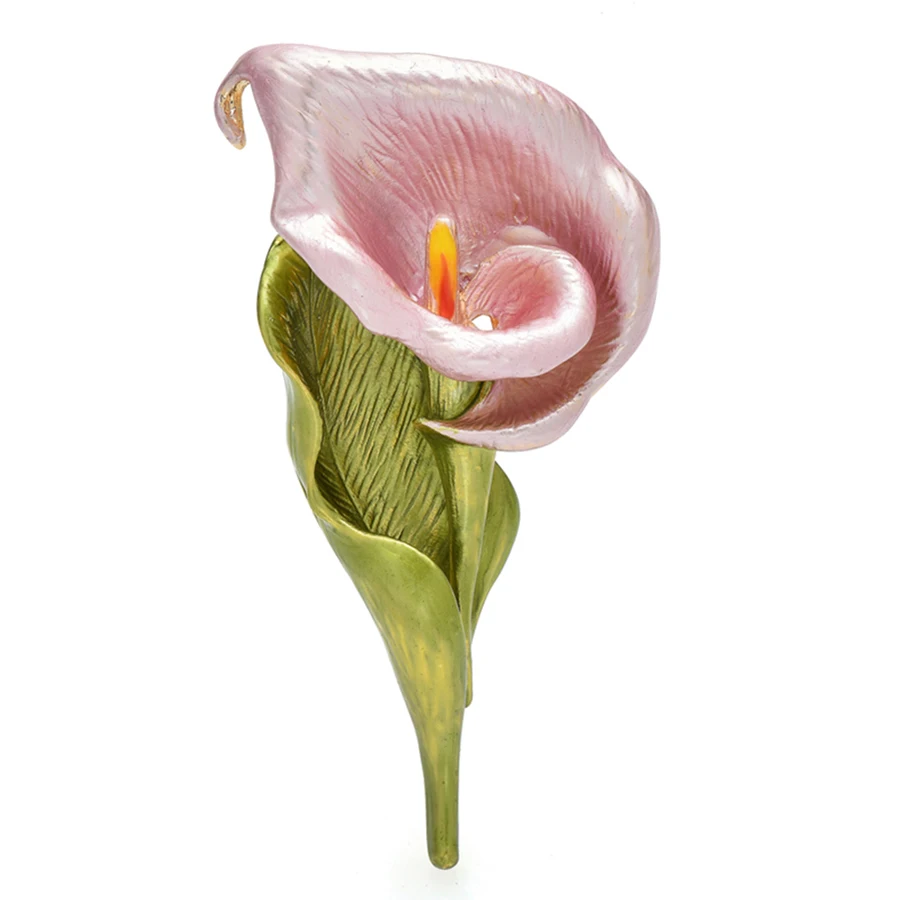 Pretty Lily Flower Brooches For Women Unisex 4-color Enamel Plants Party Office Brooch Pin Gifts