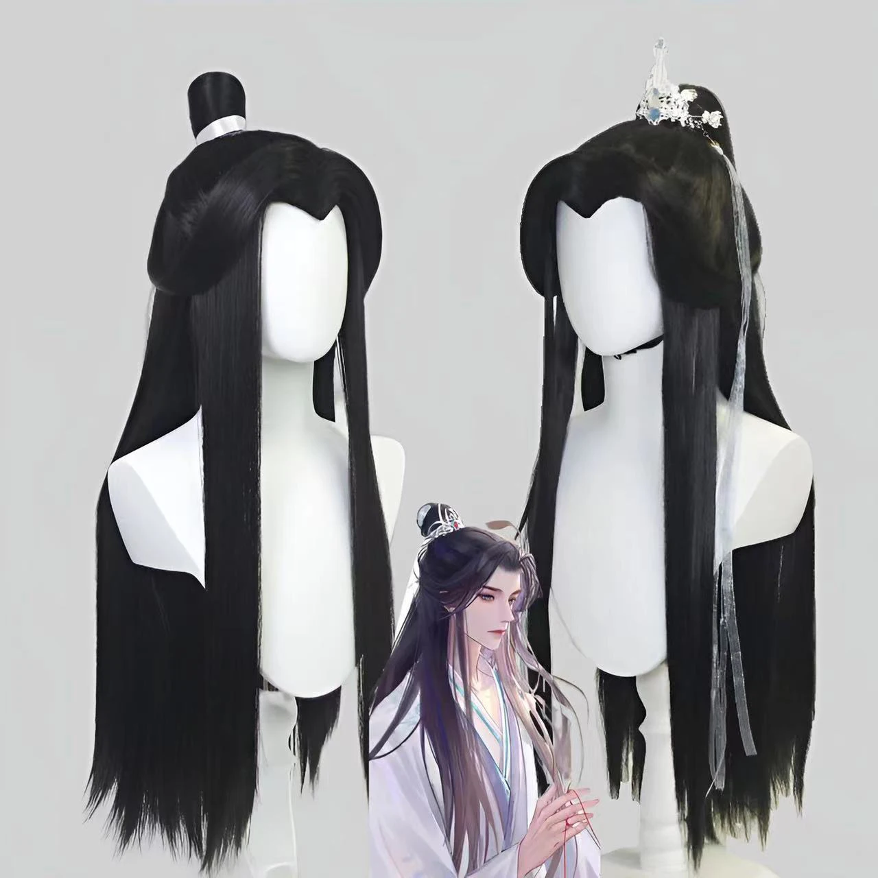 In Stock Er Ha Chu Wanning Anime Cosplay Headwear Antique Style Hair Crown Hairpin Ribbon Headdress Chinese Ancient Props
