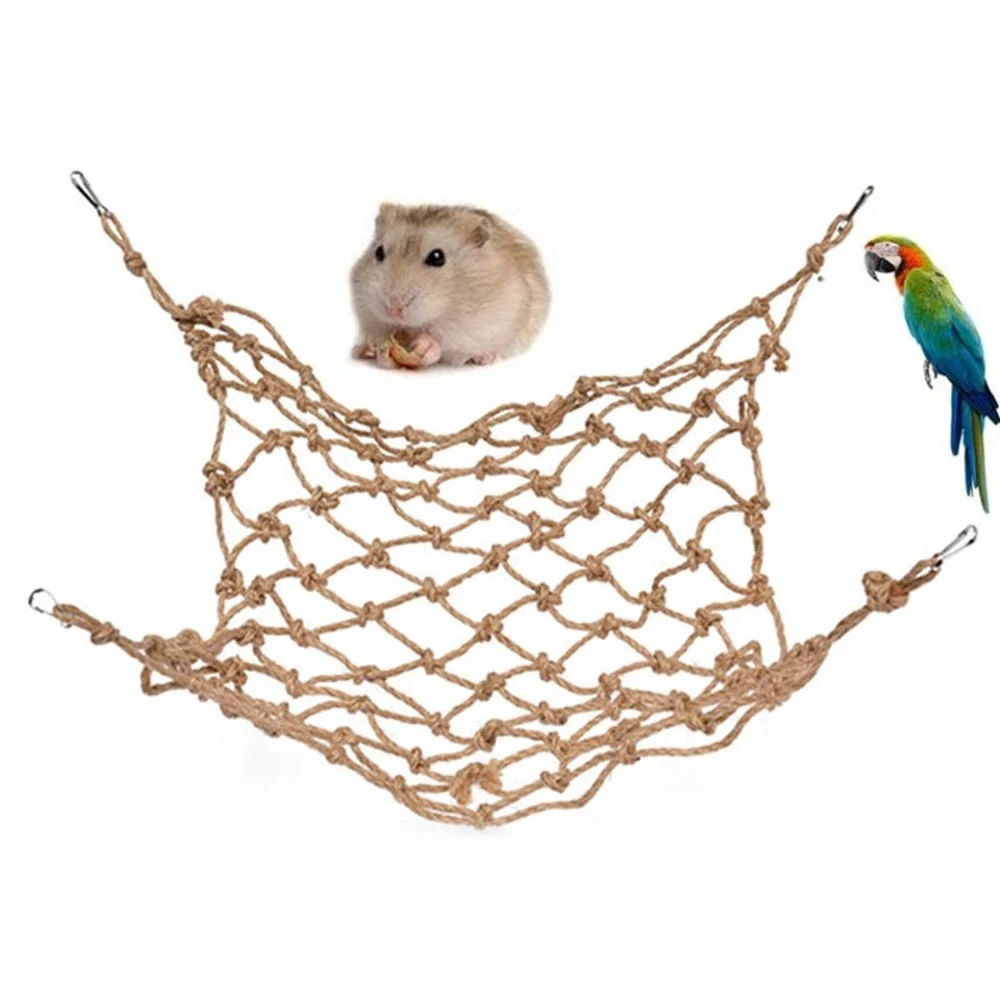 Parrot Swing Rope Birds Hanging Climbing Net wiith Hook Hammock Birds Stand Ladder Birds Chewing Playing Gym Toys 30X20CM