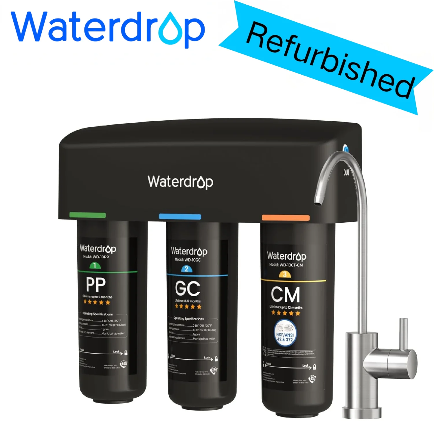 

Система фильтрации воды под мойку Waterdrop TSB-CM, уменьшающая содержание хлорамина и хлора, с краном из матового никеля (восстановленный товар)