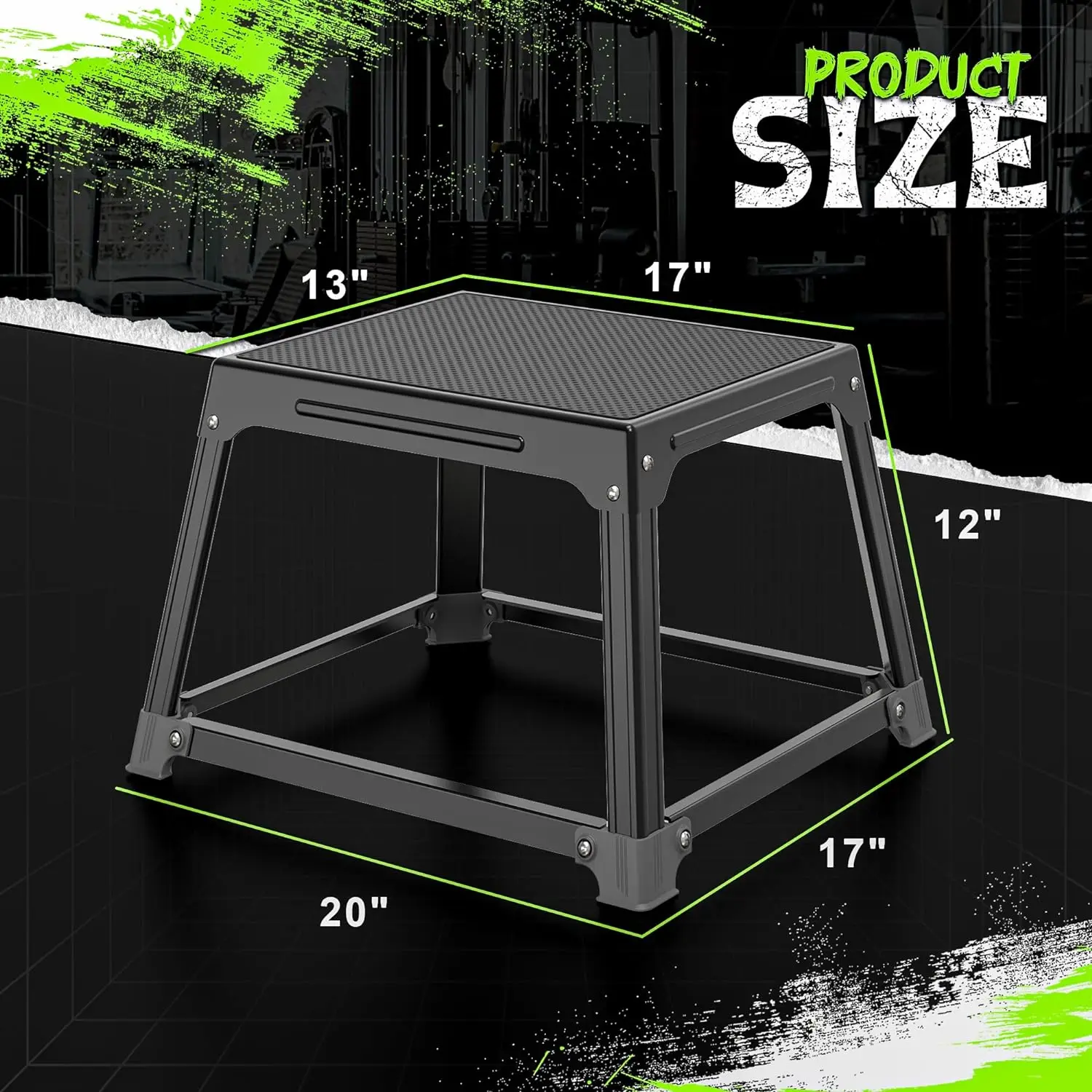 Metal Plyometric Jumping Box 12in with 17*13in Surface Steel Plyo Box Home Gym Jump Trainer for Fitness Exercise...