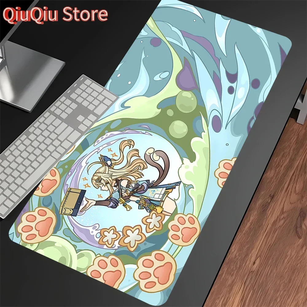 

Genshin Impact Xxl Аниме Kawaii Коврик для мыши Офисные аксессуары для ПК Настольный коврик Настройка игрового стола Коврики Большой резиновый противоскользящий коврик для мыши