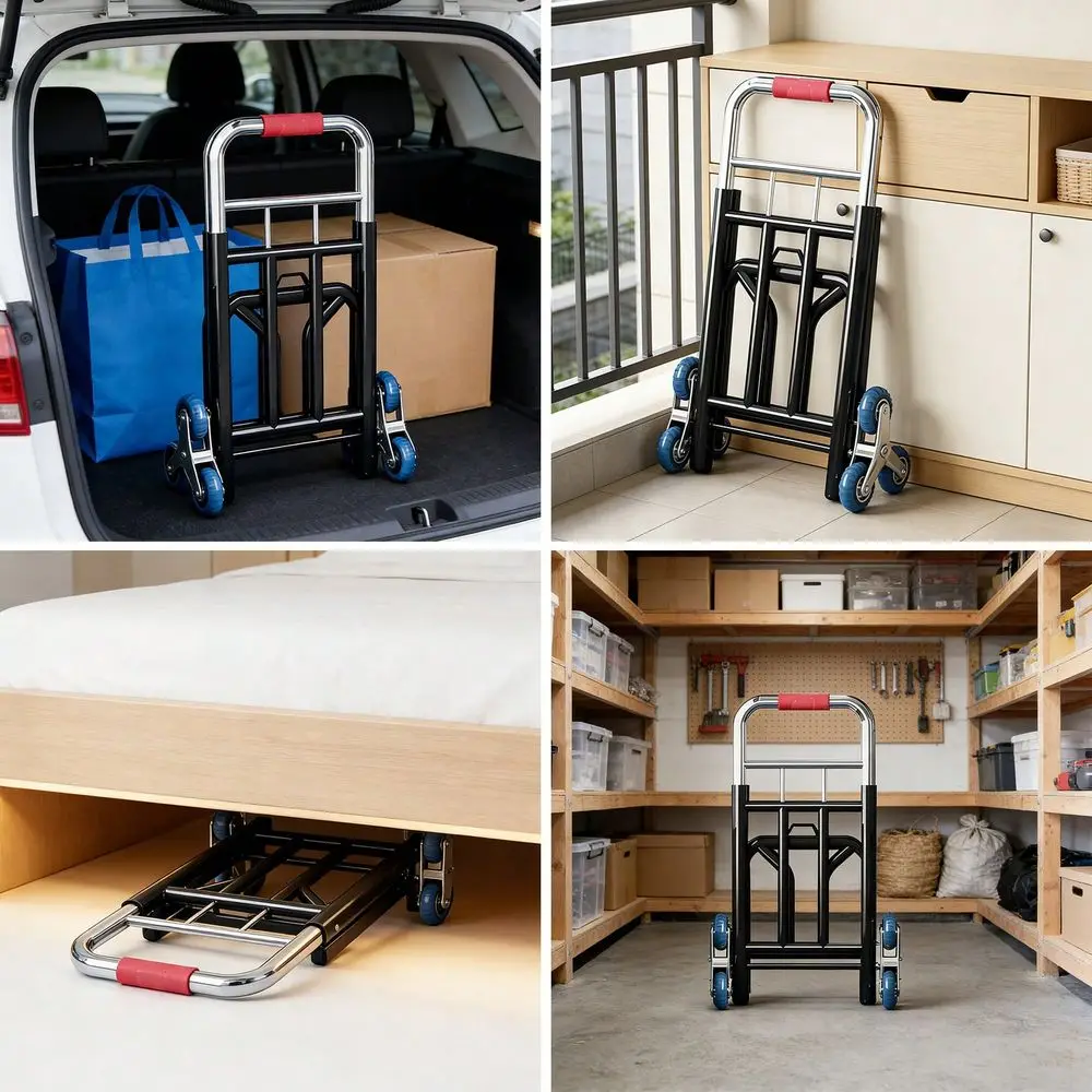 

Heavy Duty Folding Hand Truck With Adjustable Buckle Gear, Stair Climbing Wheels, And Portable Lift Hand Truck For Transporting