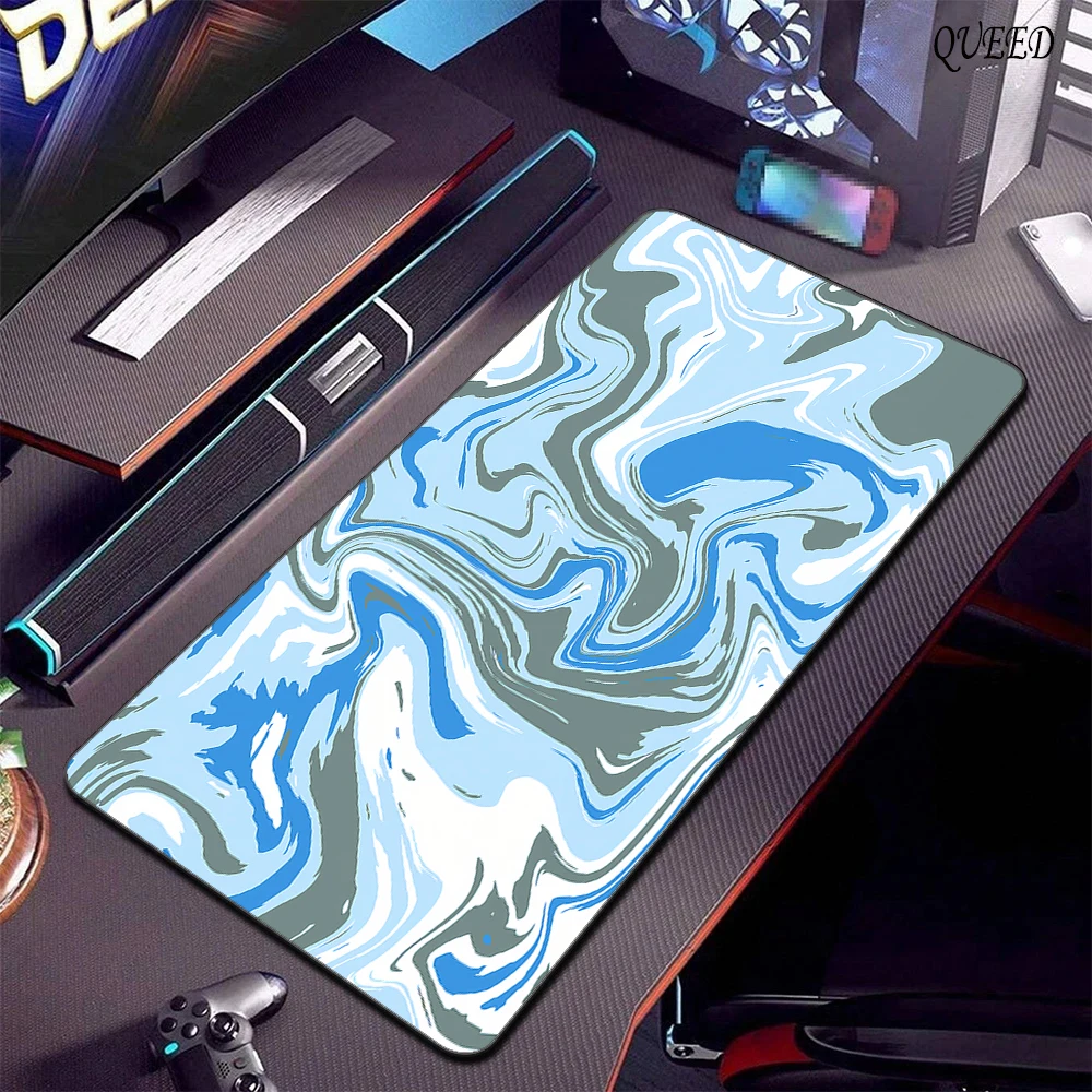 900x400 Cute Large Gaming Mouse Pad XXL Computer Gamer Keyboard Mouse Mat Strata Liquid Extend Mousepad Black and White Desk Mat