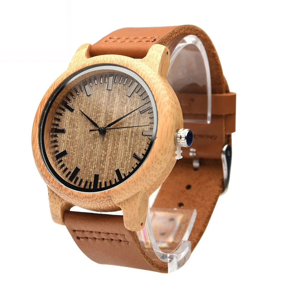 

1pc Bamboo Wooden Watch For Men Maple Surface Lightweight Strap Casual Wristwatch Wood Watch Mens Accessory Band