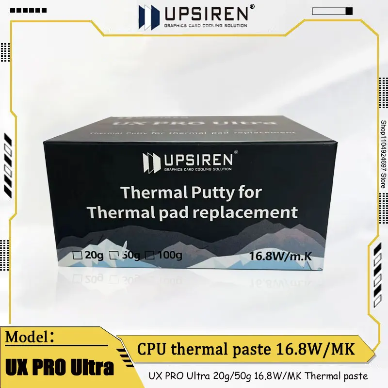 

UPSIREN UX PRO Ultra Thermal Paste 16.8w/mk For VGA GPU IC Processor Quick Cooling Heat Pad Cooling CPU Cooling Silicone Grease