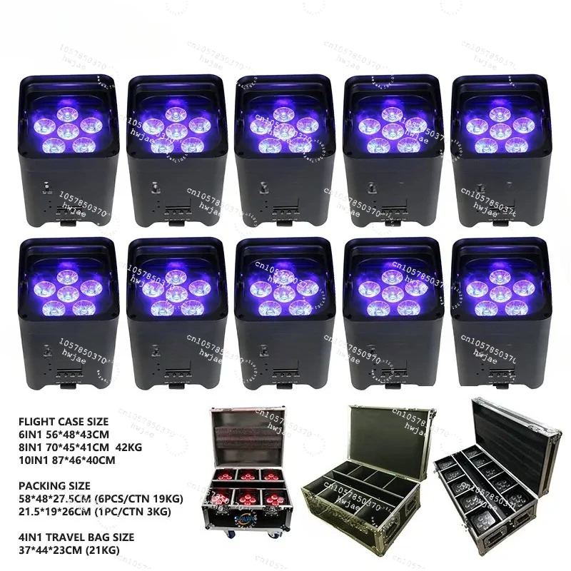 10pcs 6X18W Wireless LED Uplights DMX Battery Powered Wifi LED Uplight Par Up Light With Charging Case For Wedding Party Bar