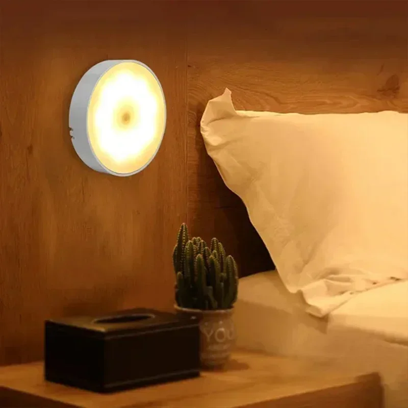 Motion Sensor Puck Lights LED Wireless USB Rechargeable Operated Under Cabinet Lighting on Shelf Display Closet Counter Light
