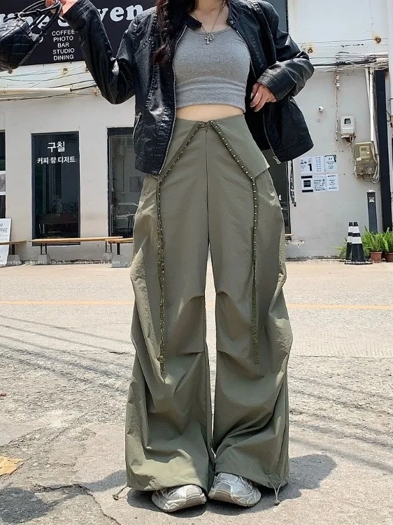 سراويل عمل جافة عالية الخصر للنساء لصيف 2025 سراويل طويلة غير رسمية واسعة الساق متعددة الاستخدامات تصميم Sensibili Ele #1