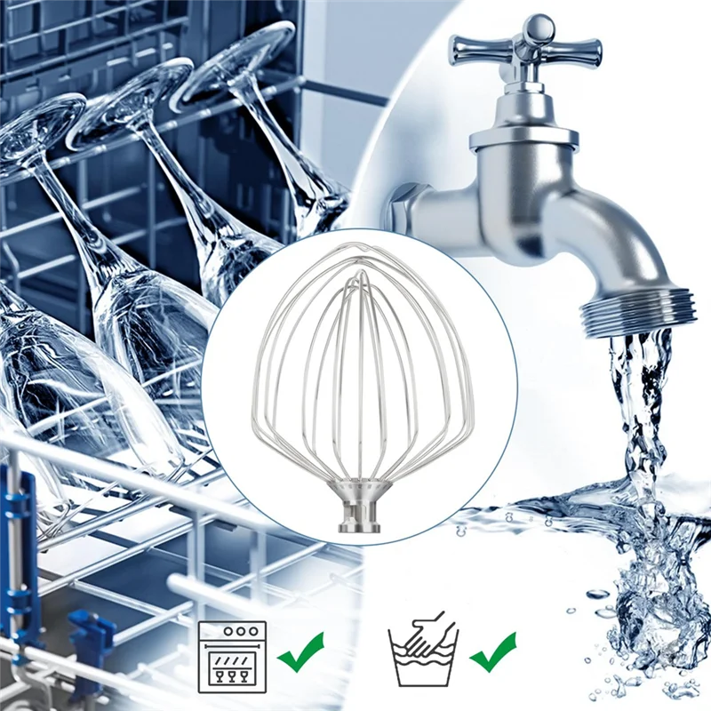 ABVI-Stainless Steel Whisk Attachment For Kitchenaid Stand Mixer 7 Quart Bowl, Stainless Steel Whisk Replacement