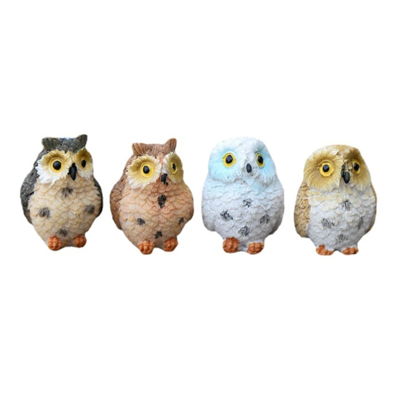 Miniature เรซิ่น Night Owl Figurine Fairy Garden Mini รูปปั้นสัตว์ของเล่นสำหรับ Micro Landscape หม้อ Moss Terrarium Decor