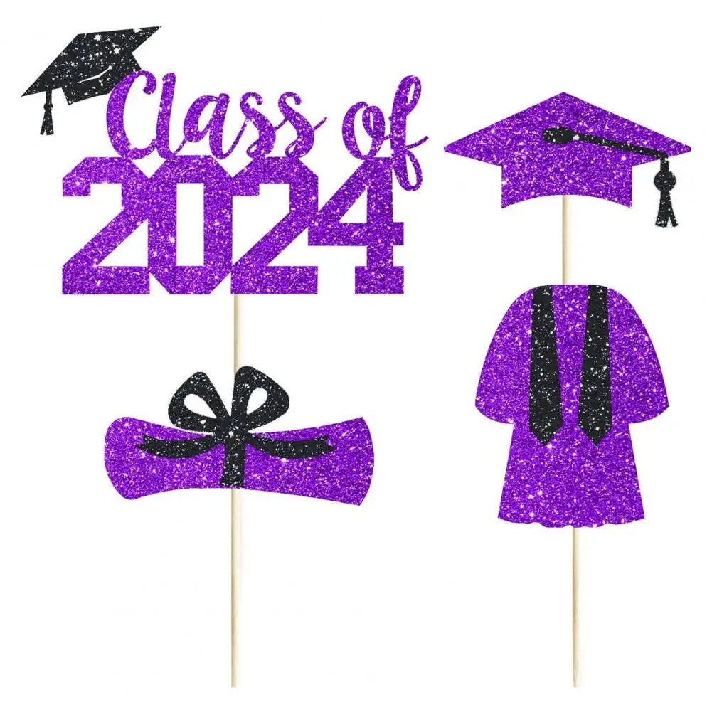 Graduation Decoration Eco-friendly Graduation Cake Toppers 2024 Sparkling Table Centerpieces Party Decorations for Graduation