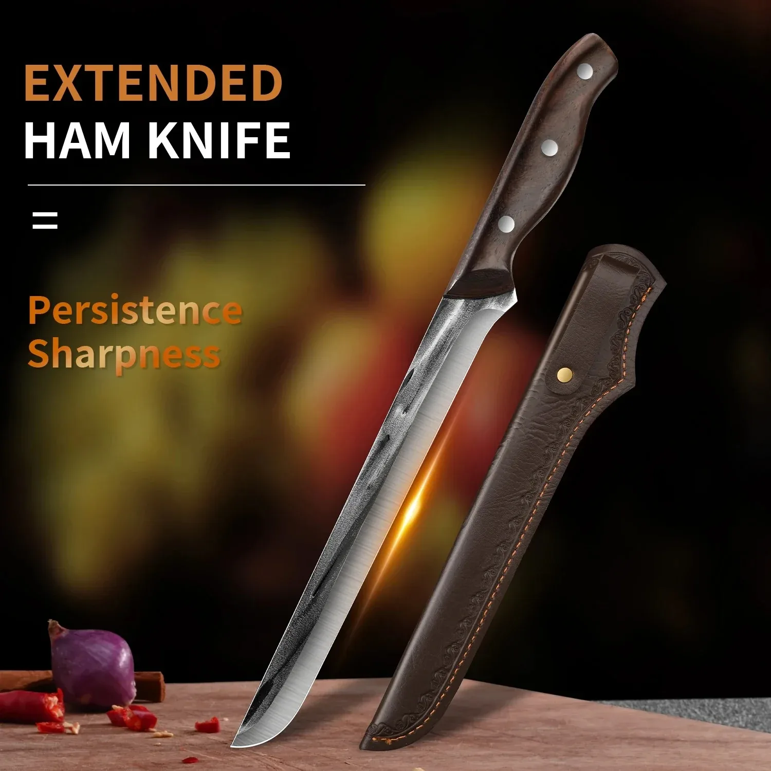 Forged multifunctional kitchen knife household fruit shaving boning meat cutting high-grade with sheath ham knife TB9195