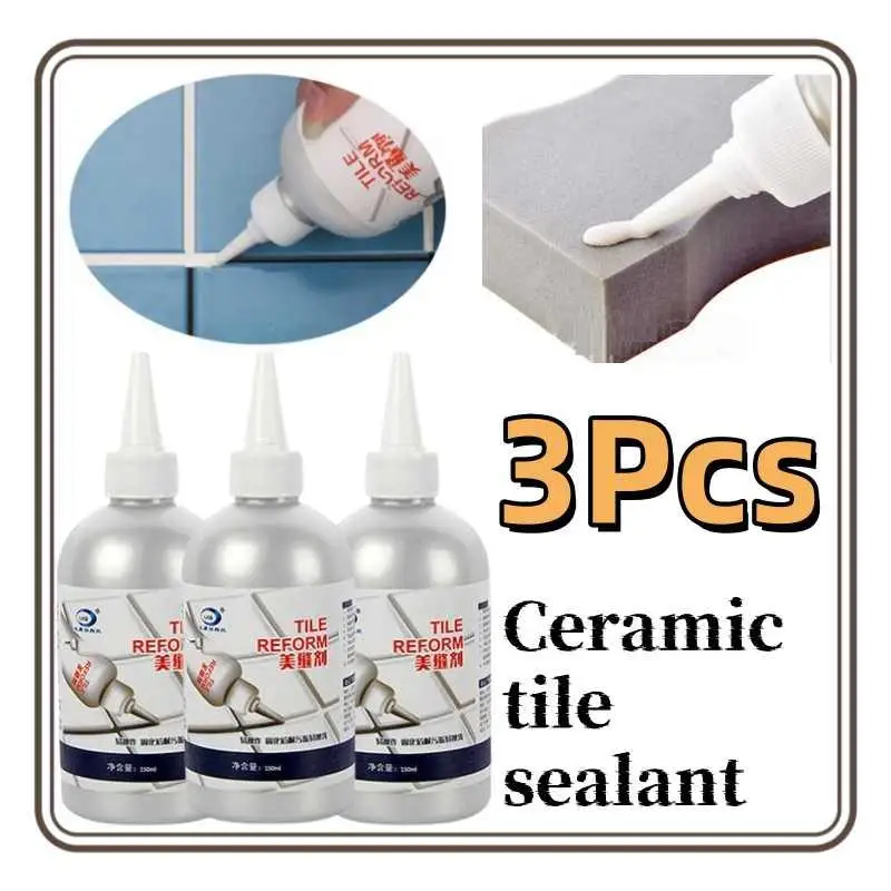 

3Pcs 150ml Ceramic Tile Filler Waterproof Mildew Repair Agent Ceramic Tile Wall Agent Beauty House Porcelain Bathroom Filler