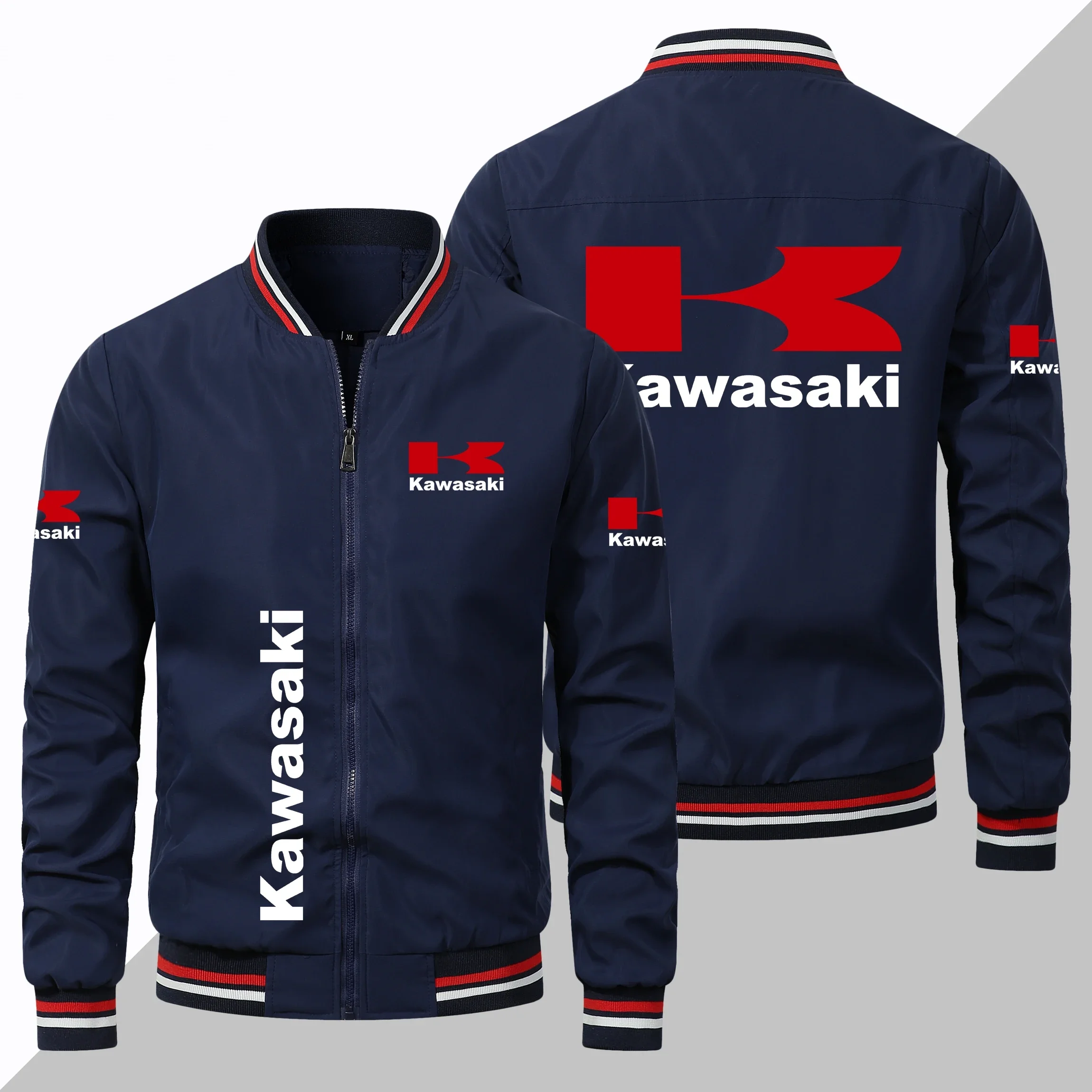 2024 Men\'s Jacket Kawasaki Motorcycle Logo Printed Jacket Kawasaki Sports Outdoor Sportswear Racing Suit Tops