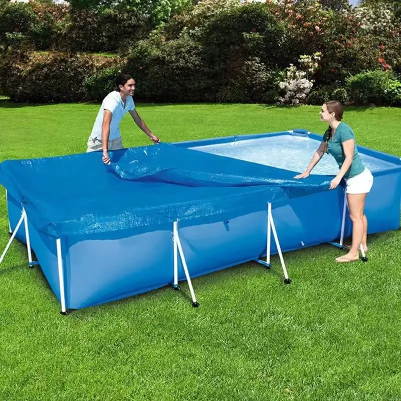 

Year Round Heavy Duty Rectangular Pool Cover with Elastic Straps For Outdoor Above Ground Swimming Pools A2UB