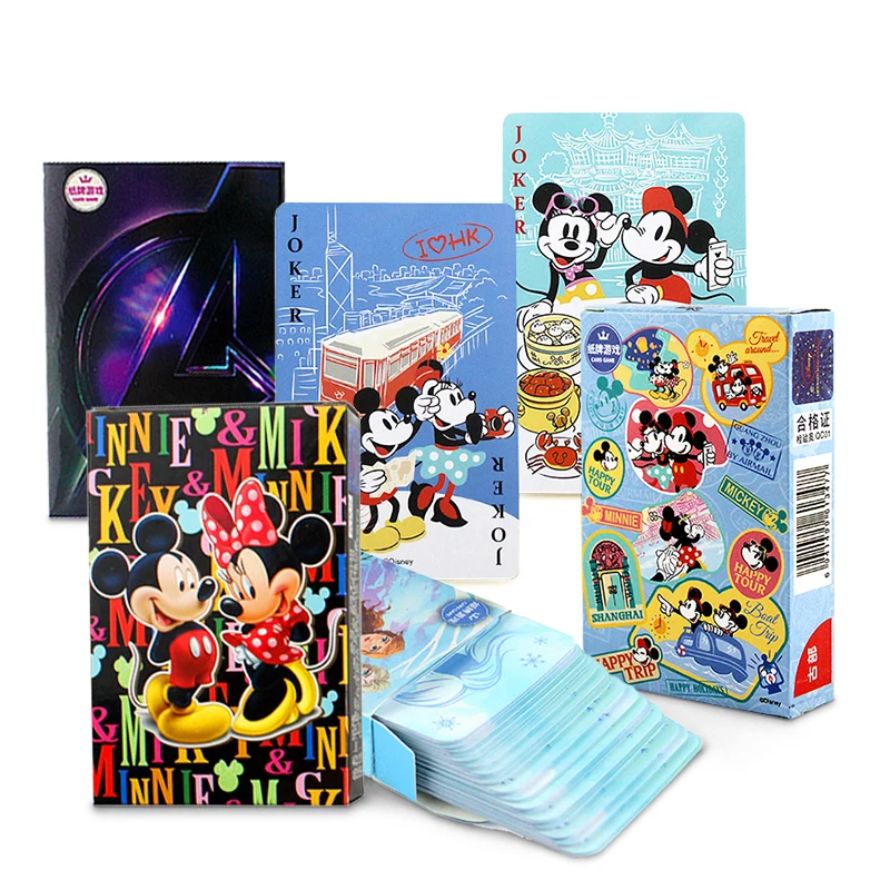 Disney Paper Playing Cards Mickey Minnie Mouse Marvel Avengers Frozen Anime Cartoon Poker Cards Children Adult  Desktop Game