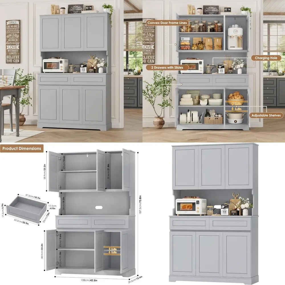 74" Pantry Cabinet,…