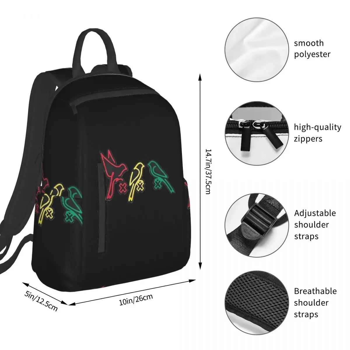 Bob Marley Ajax - Three Little Birds Floor Pillow Yuysnoofzil Backpack Student BookBag Kids School Bag Computer Boys Girls