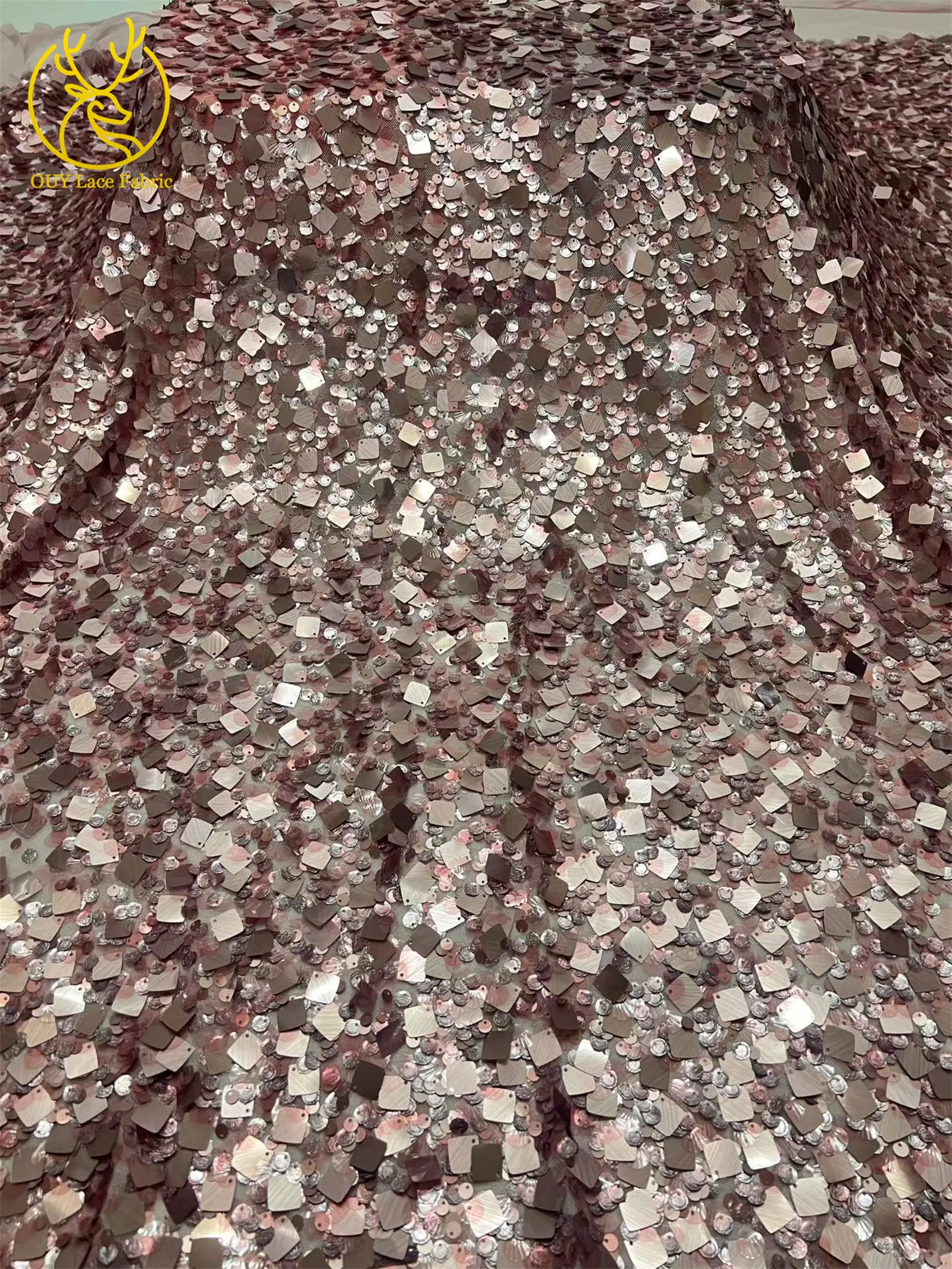 Neuer Stil, hochwertiger Tüll-Pailletten-Spitzenstoff, 2026, luxuriöser afrikanischer Spitzenstoff für nigerianische Hochzeiten, Abendkleider, Nähen, 5 Yards – Detail 18
