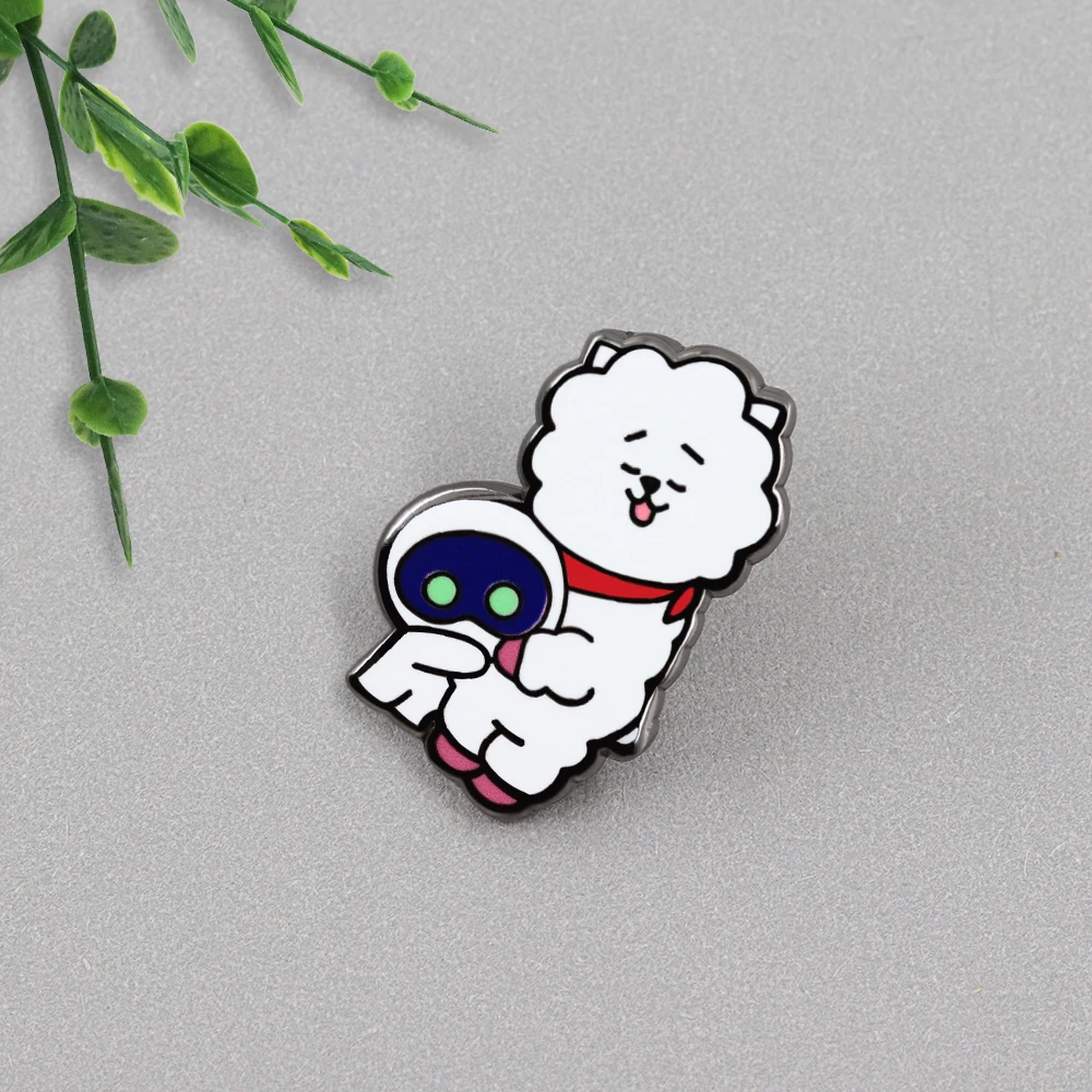 Bt21 فان Rj مستوحاة من الجيش المشجعين هدية المينا بروش الفضاء روبوت الجارديان الألبكة الكرتون كيم سيوكجين التلبيب دبوس شارة الموسيقى #3