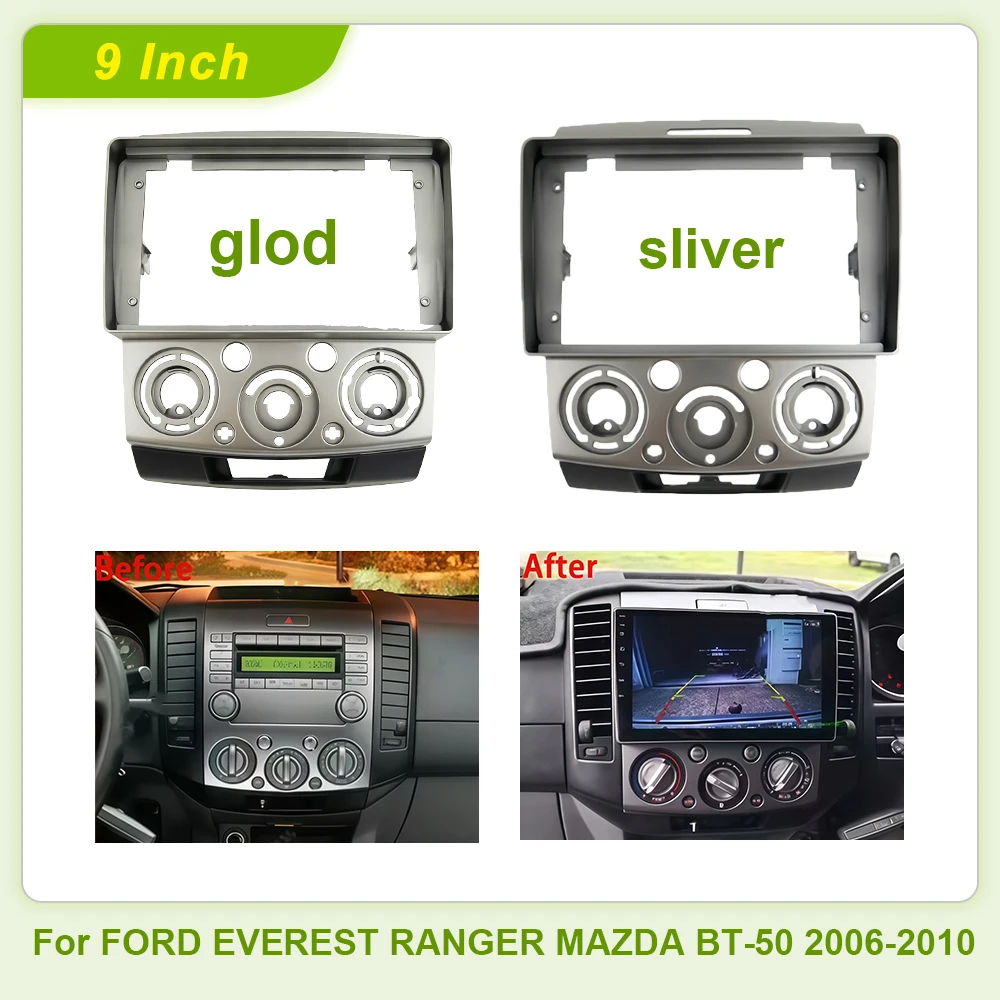 Para 2006-2010 FORD EVEREST RANGER MAZDA BT-50 9 pulgadas fascias de Radio de coche Android MP5 CD reproductor GPS Panel marco 2 Din unidad principal embellecedora