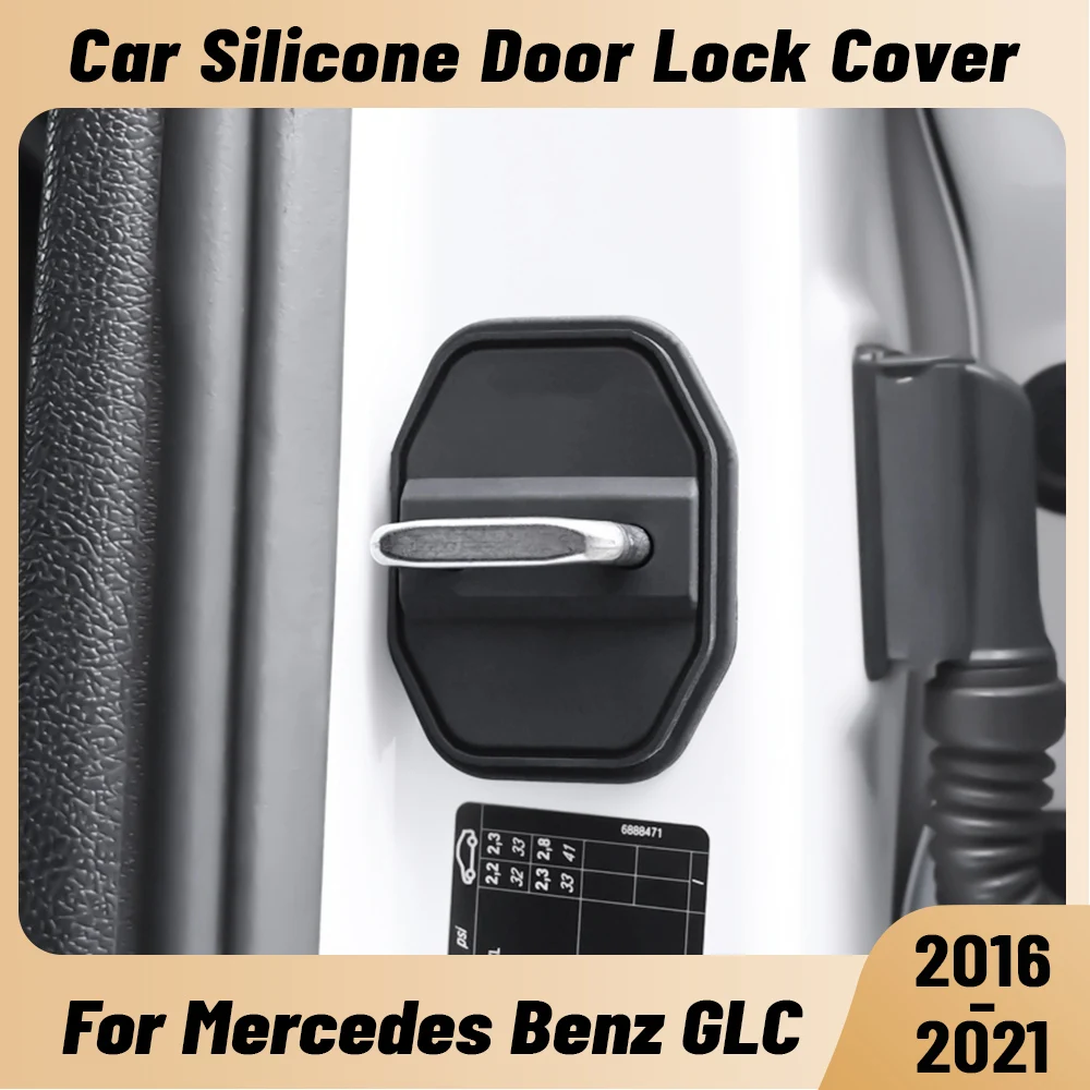 

For Mercedes Benz GLC 2016-2021 Car Door Shock Absorber Door Lock Protector Silicone Auto Door Lock Latches Cover Accessories