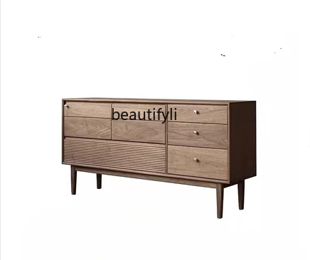 

Modern Nordic Solid Wood Eight Spares Cabinet Bedroom Living Room Storage Locker Retro Japanese Style Chest of Drawers