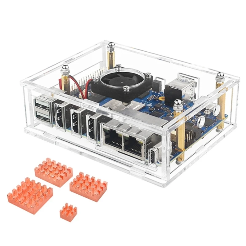 Case Box For OrangePi Acrylic Case for Orange Mainboard Cooling Fan Heatsink Enclosure