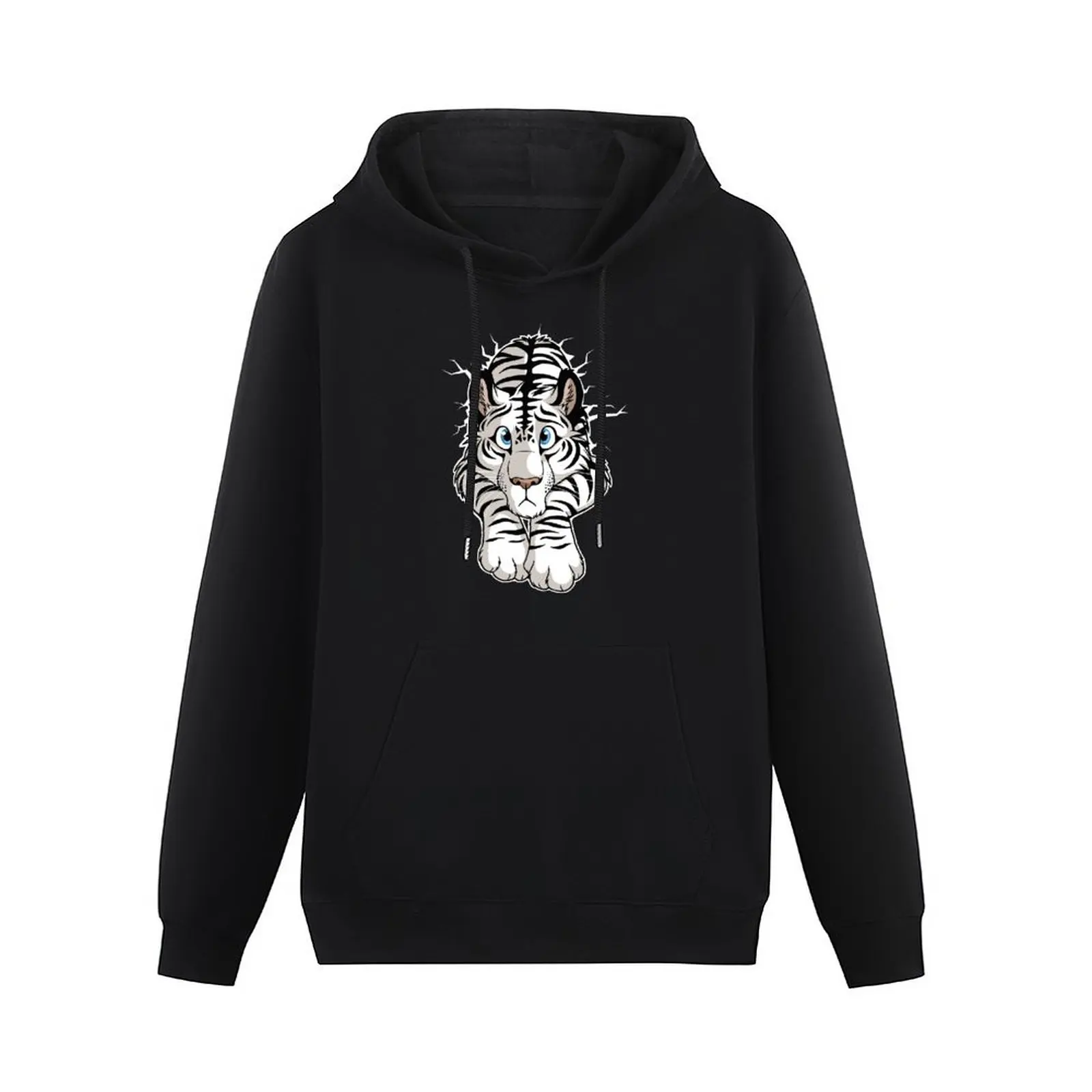 STUCK White Tiger (white cracks) Pullover Hoodie mens clothes korean style clothes anime hoodie