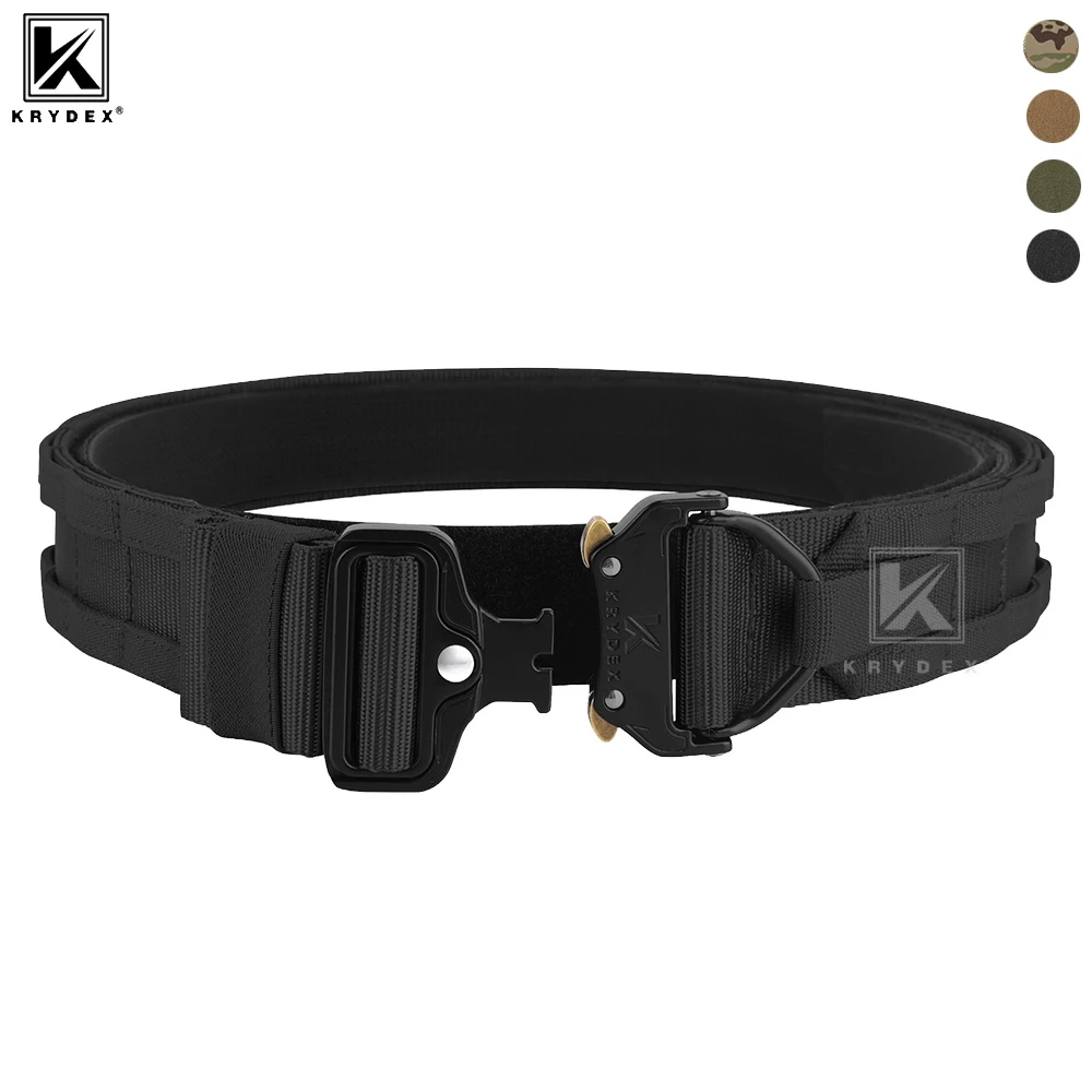 KRYDEX Tactical Quick Release Belt MOLLE D-Ring 1.75 Inch Rigger Duty Gun Belt Outer & Inner Hunting Shooting Airsoft Men Belt