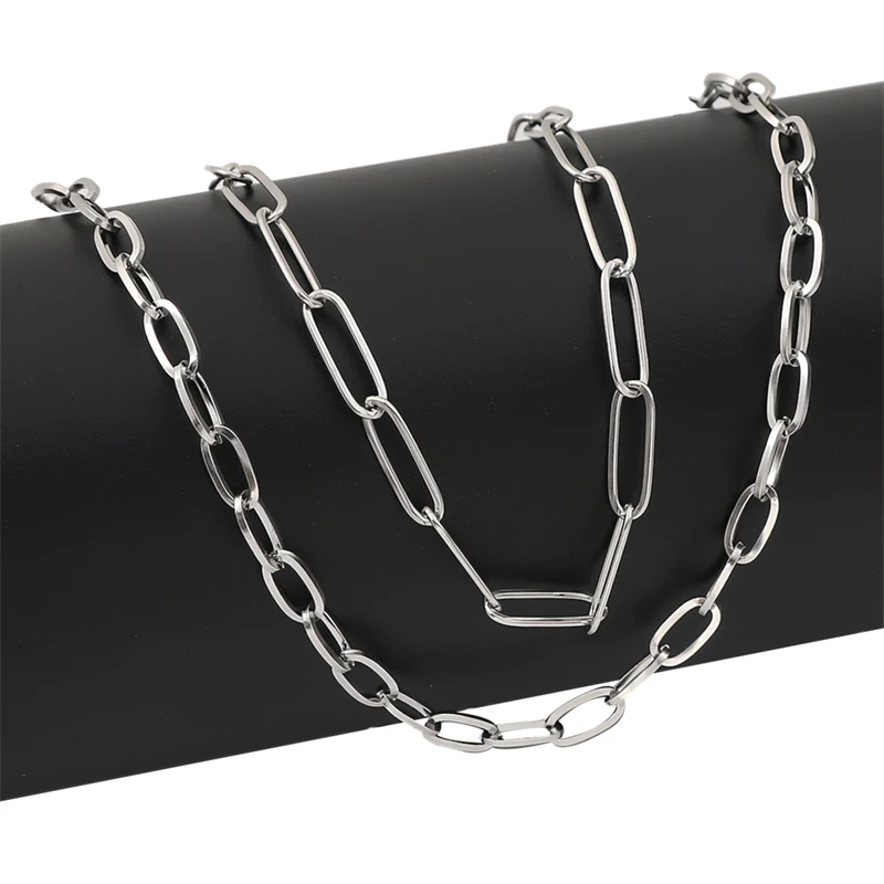 1m/bag Stainless Steel Beads Chain Multi Sizes Style Fashion Simple Rhodium Color Chain Handmade DIY Making Necklace Findings